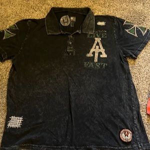 Affliction black collar button up t-shirt